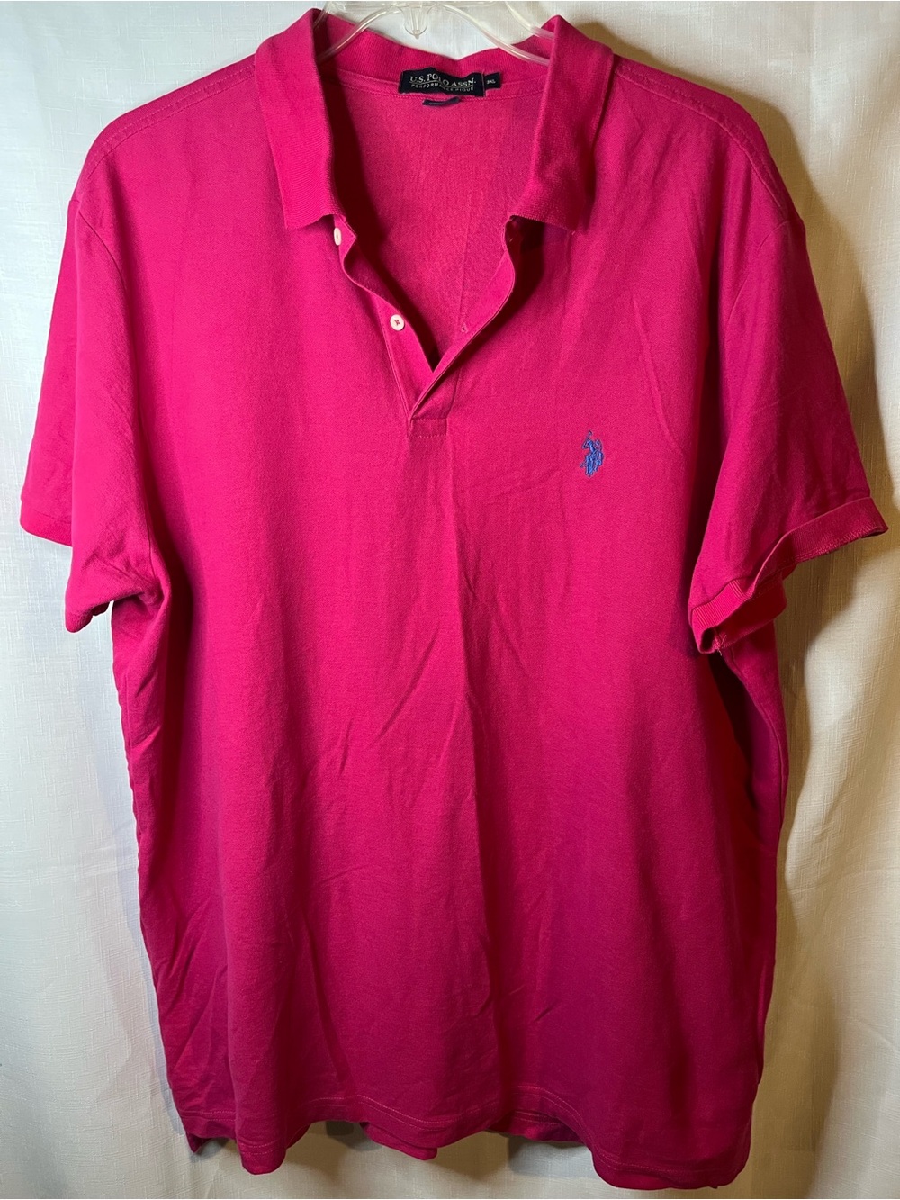 U.S. Polo Assn. Bright Pink Polo with Blue Embroidered Pony